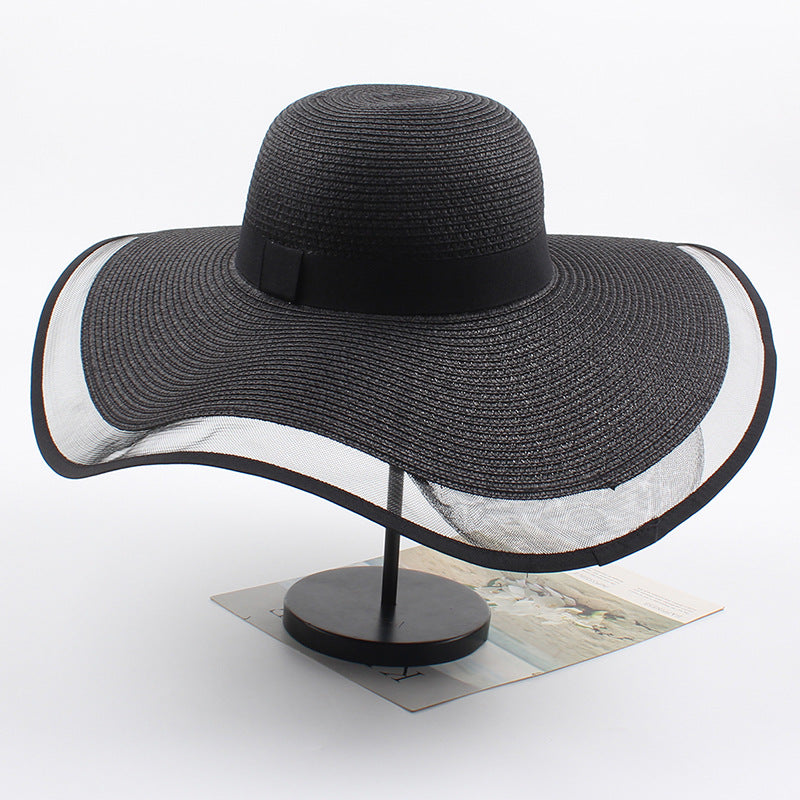 Women's Sun Straw Wide Brim Hat - Foldable Roll Up Floppy Beach Hat