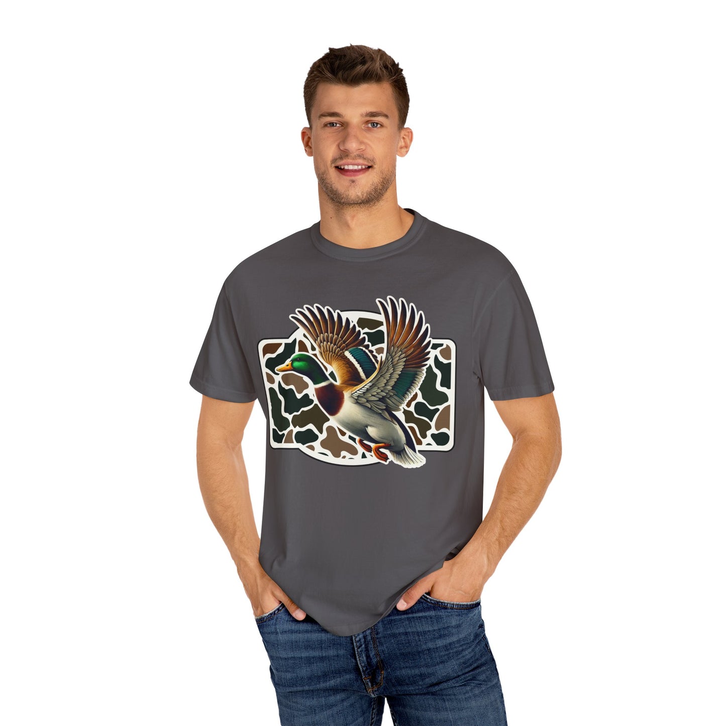 Camo Duck Graphic Unisex Tee - Outdoorsy Apparel, Hunting Gift