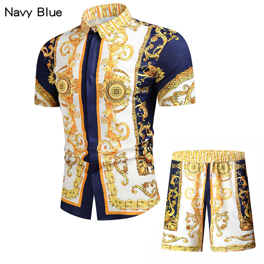 Short Sleeve Classy Vintage Shirt Shorts Suit Set