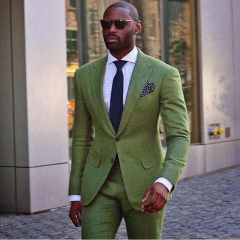 Green Business Casual Suit - Men's Two-piece Suit Bridegroom