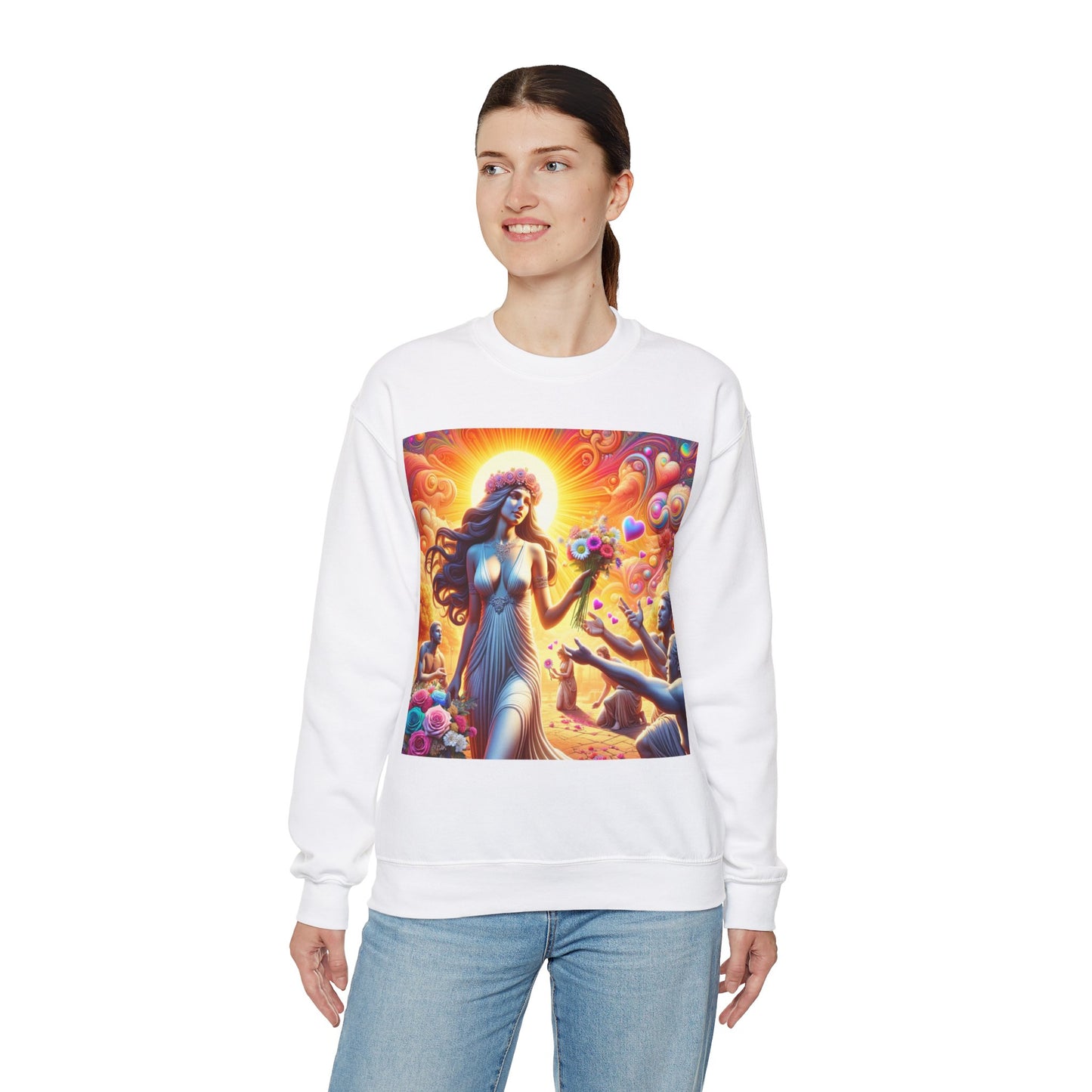 Love Goddess showered with Gifts Unisex Heavy Blend™ Crewneck Sweatshirt