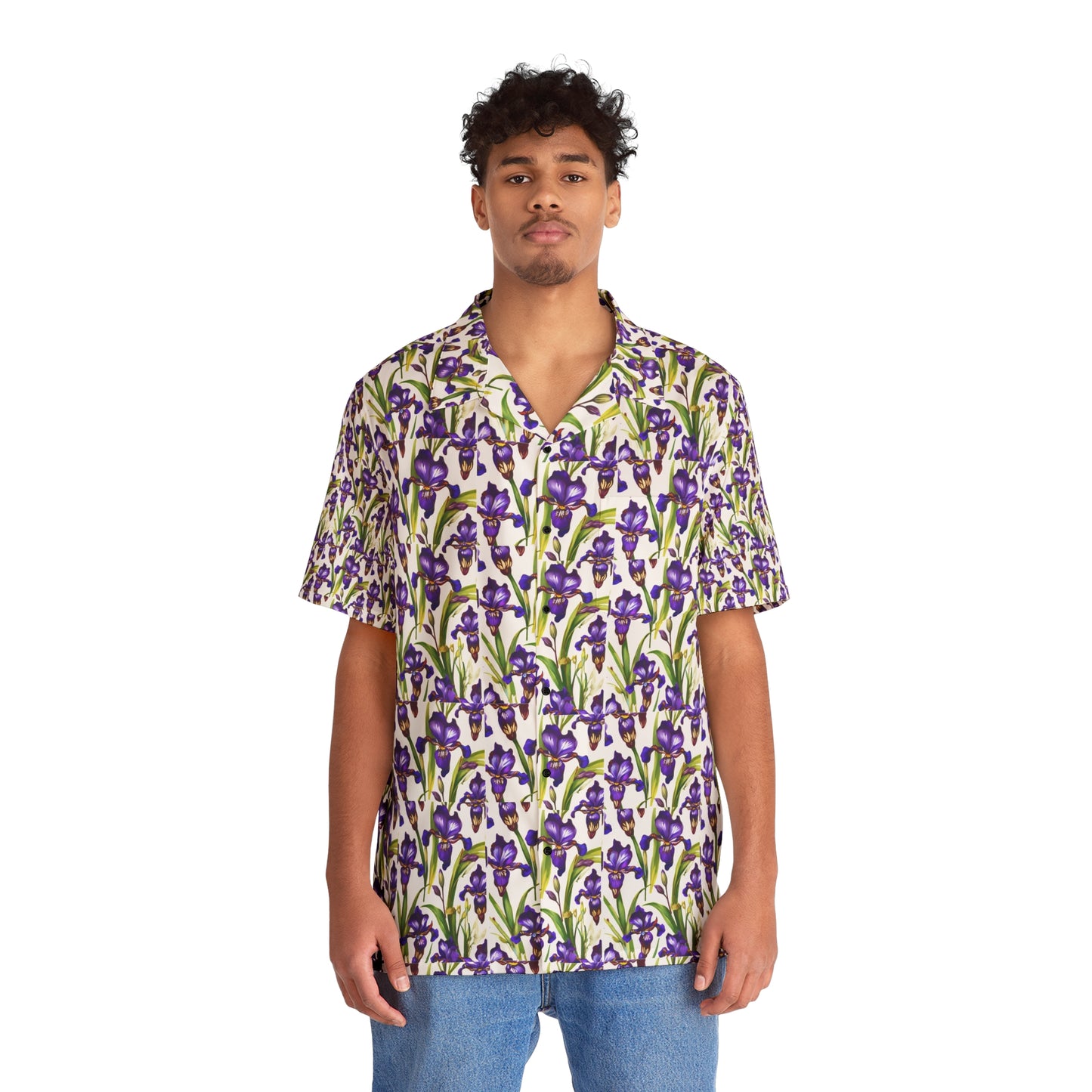 Dwarf Crested Iris Flowering Plant Design - Hawaiian Men's Shirt