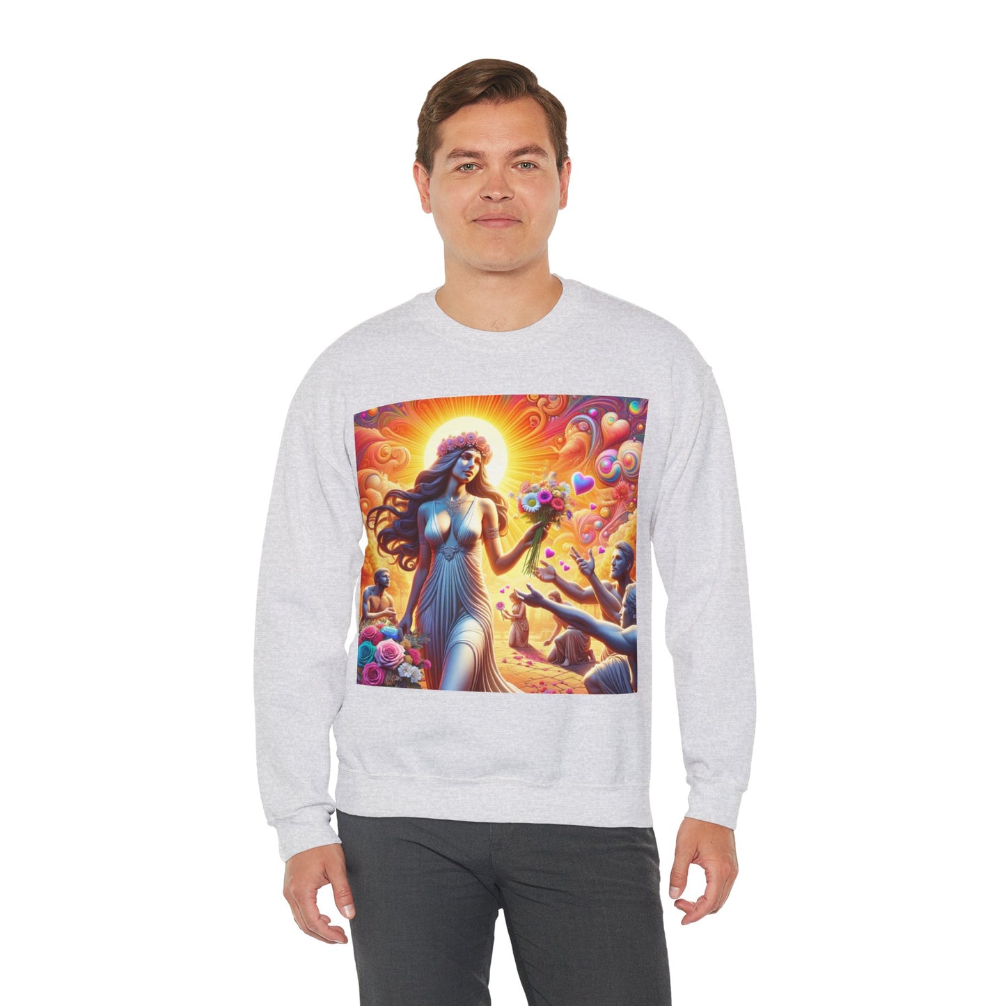 Love Goddess showered with Gifts Unisex Heavy Blend™ Crewneck Sweatshirt