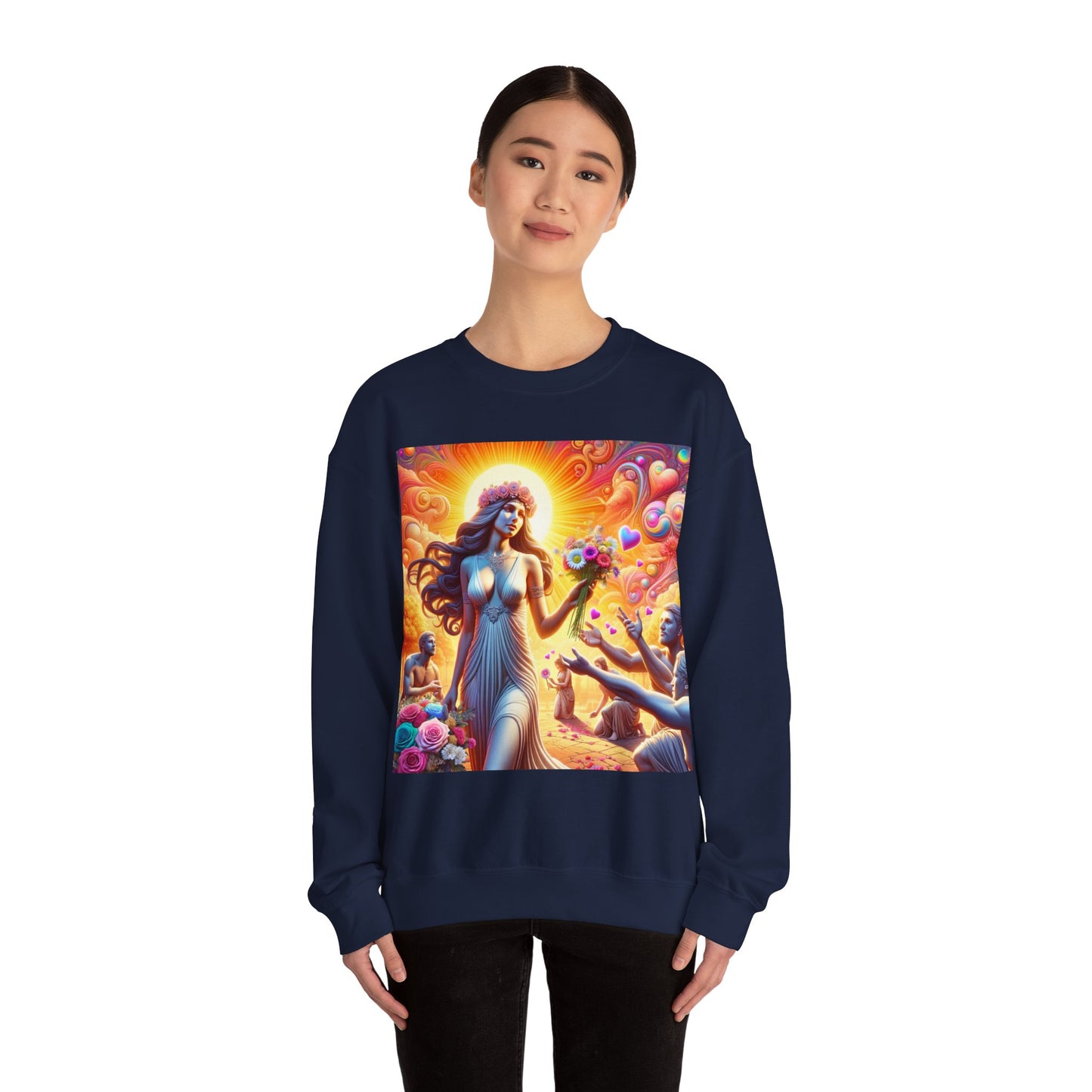 Love Goddess showered with Gifts Unisex Heavy Blend™ Crewneck Sweatshirt