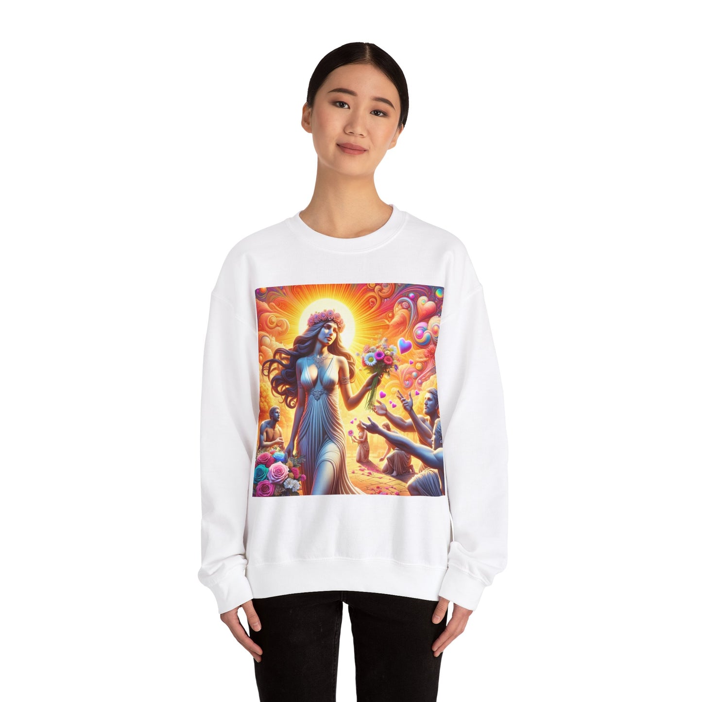 Love Goddess showered with Gifts Unisex Heavy Blend™ Crewneck Sweatshirt