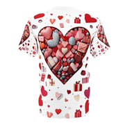 Hearts of Love Everyday Assorted Hearts, Candies, Gifts Design Unisex Cut & Sew Tee