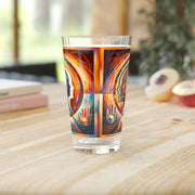 Vintage Abstract Head-Hand Pint Glass, 16oz