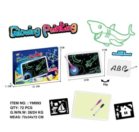 Educational Drawing Pad 3D Magic 8 Light Effects Puzzle Board Sketchpad