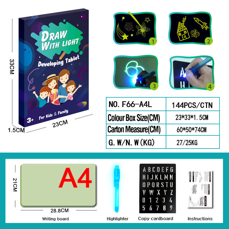 Educational Drawing Pad 3D Magic 8 Light Effects Puzzle Board Sketchpad