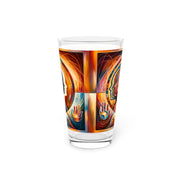 Vintage Abstract Head-Hand Pint Glass, 16oz