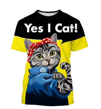 Funny Cute Cat Pattern Men's Unisex T-shirt 3D