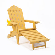 TALE Folding Adirondack Chair With Pullout Ottoman With Cup Holder, Oversized, Poly Lumber,  For Patio Deck Garden, Backyard Furniture, Easy To Install,. Best chair deal for a long lasting all weather chair