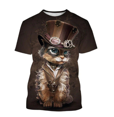 Funny Cute Cat Pattern Men's Unisex T-shirt 3D