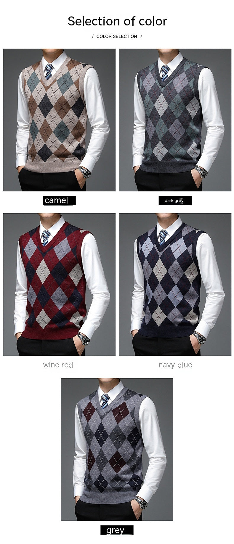 Classic V-neck Sleeveless Knitted Wool Vest Sweater