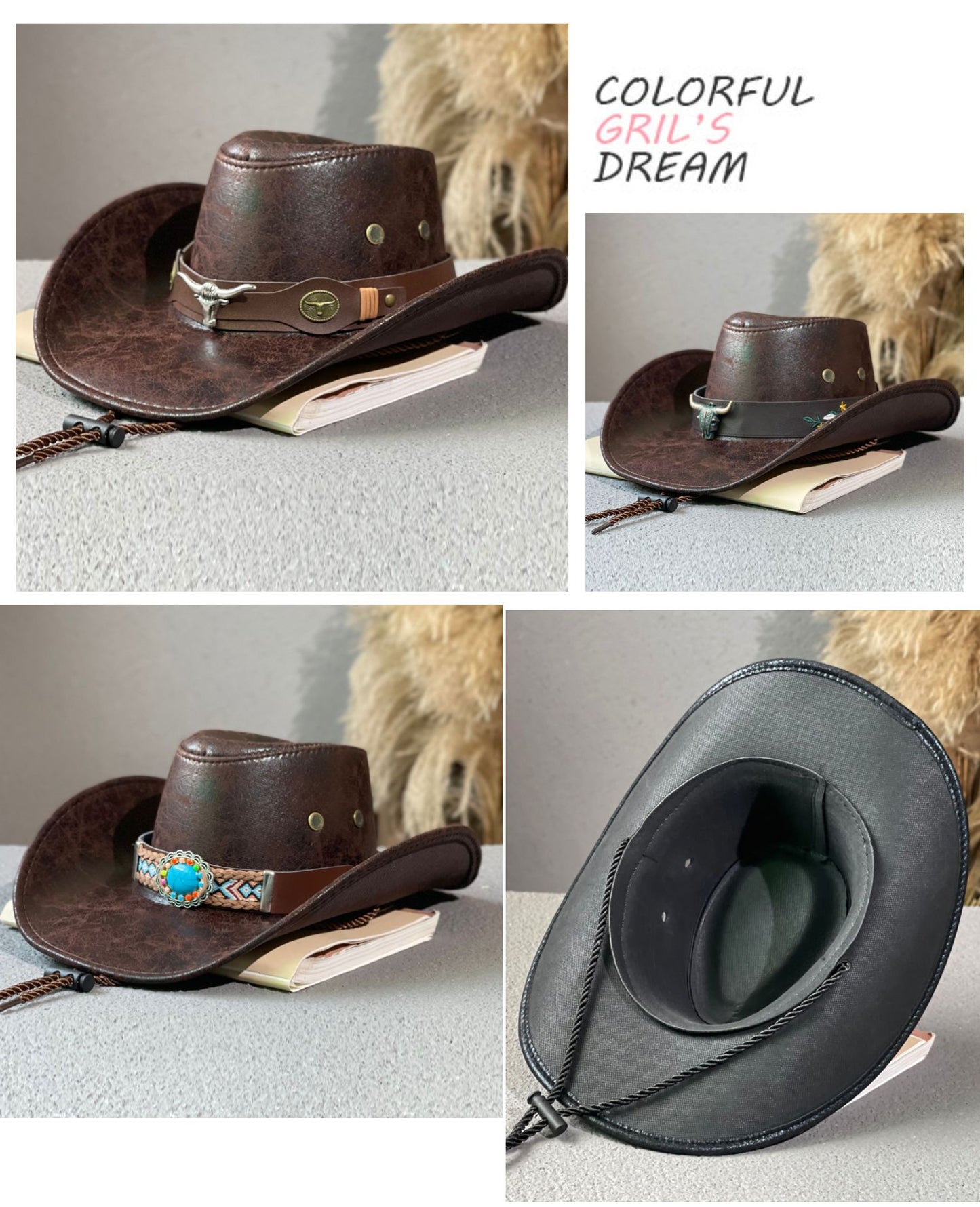 Bull Head Belt Rivet Jazz Sun Hat