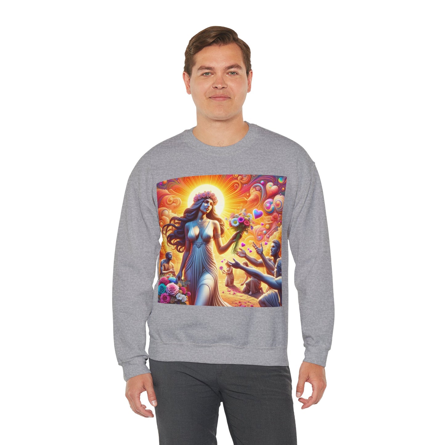 Love Goddess showered with Gifts Unisex Heavy Blend™ Crewneck Sweatshirt