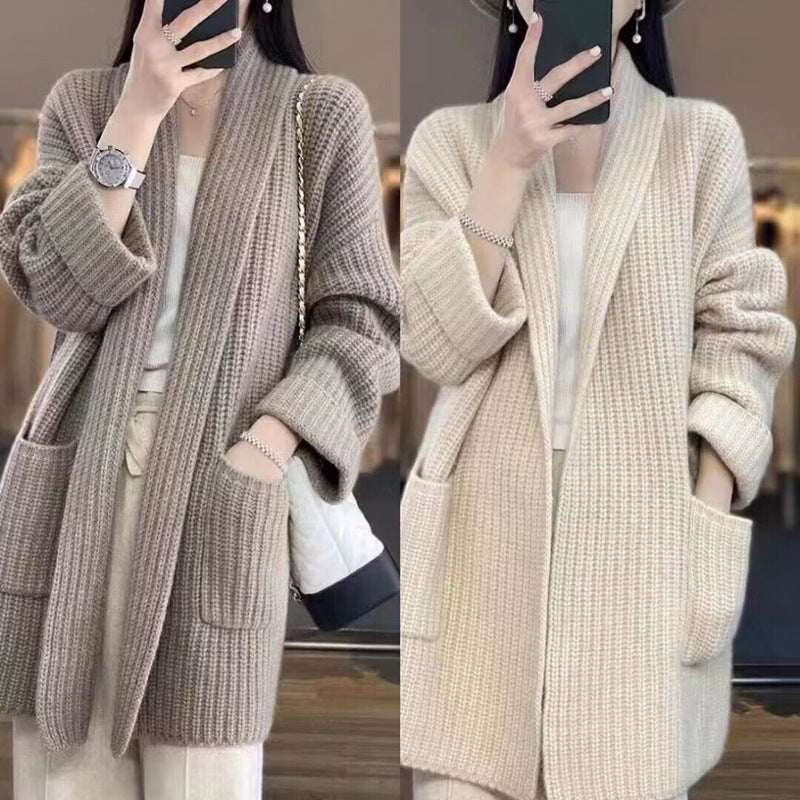 Women's Oversize Mid-length Sweater Cardigan