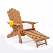 TALE Folding Adirondack Chair With Pullout Ottoman With Cup Holder, Oversized, Poly Lumber,  For Patio Deck Garden, Backyard Furniture, Easy To Install,. Best chair deal for a long lasting all weather chair