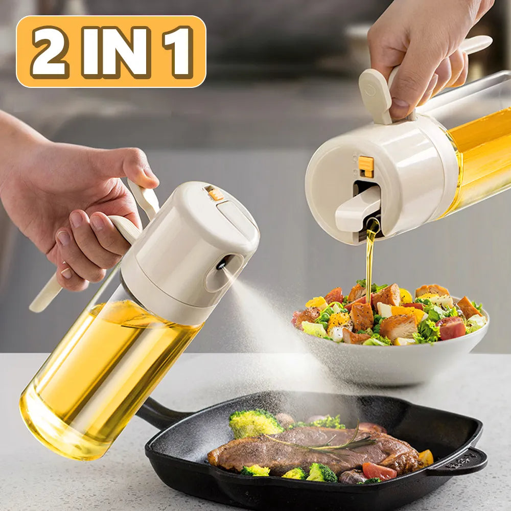 2 In 1 Oil Sprayer Bottle BBQ Cooking Oil Dispenser Olive Oil Pourers Sprayer Kitchen Baking Oil Mister Vinegar Bottle any Cooking Liquid