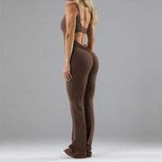 Casual Seamless V-Back Flared Jumpsuit