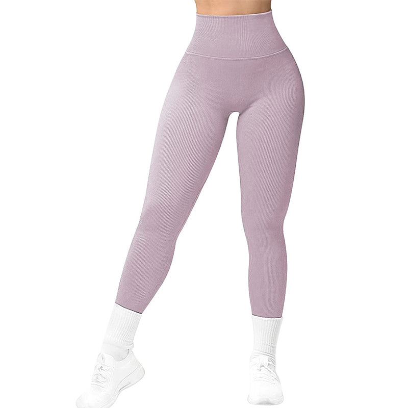 High Waist Seamless Leggings - Threaded Knitted Fitness Pants - Solid Women's Slimming Sports - Yoga Pants Elastic Running Sport Leggings No See Through Safe