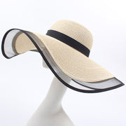 Women's Sun Straw Wide Brim Hat - Foldable Roll Up Floppy Beach Hat