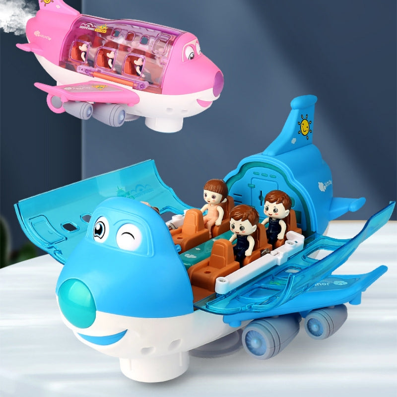 360 Rotating Electric Plane Airplane Toys For Kids Bump And Go Action Toddler Toy Plane With LED Flashing Light Sound