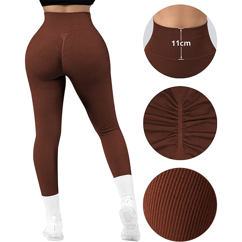 High Waist Seamless Leggings - Threaded Knitted Fitness Pants - Solid Women's Slimming Sports - Yoga Pants Elastic Running Sport Leggings No See Through Safe