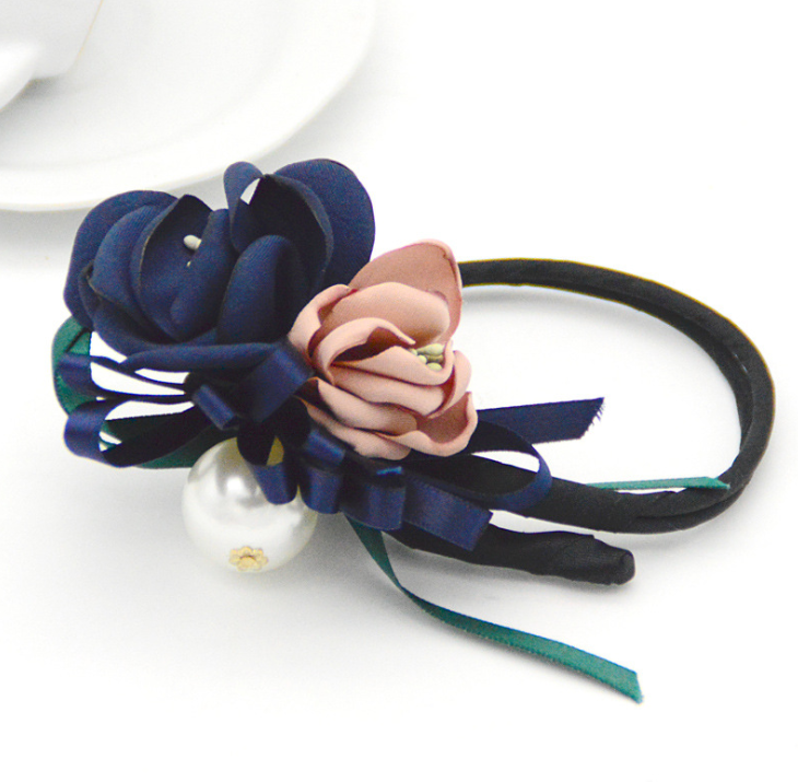 Hair Half Bun Pearl Flower Hair Plate Hair Elastic Styling Headdress Hair Accessories