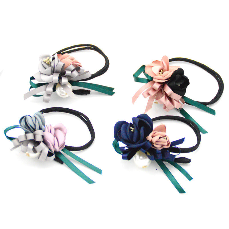 Hair Half Bun Pearl Flower Hair Plate Hair Elastic Styling Headdress Hair Accessories