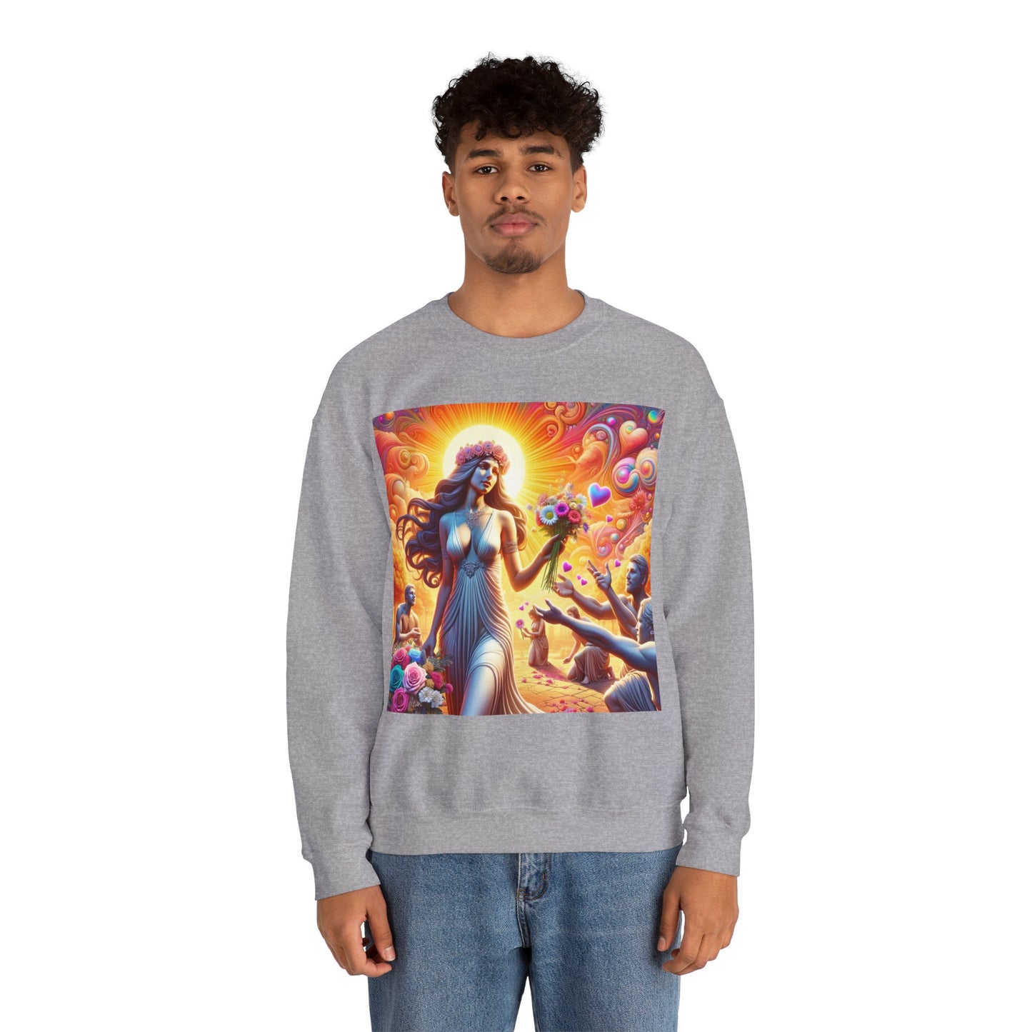 Love Goddess showered with Gifts Unisex Heavy Blend™ Crewneck Sweatshirt