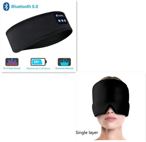 Wireless Bluetooth Headphones Headband Thin Soft Elastic Comfortable Music Ear Phones Eye Mask For Side Sleeper Sports