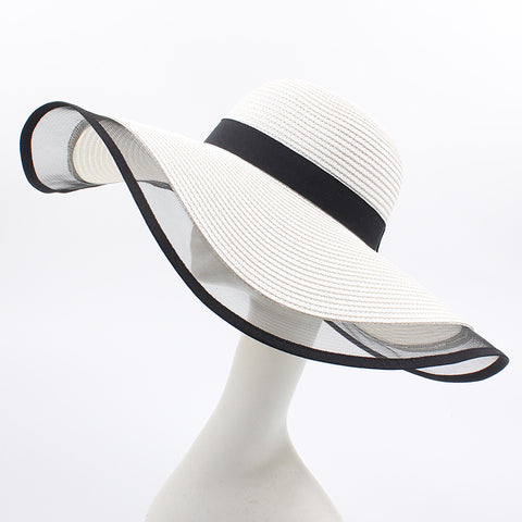 Women's Sun Straw Wide Brim Hat - Foldable Roll Up Floppy Beach Hat