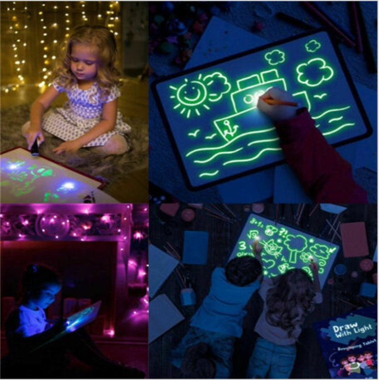 Educational Drawing Pad 3D Magic 8 Light Effects Puzzle Board Sketchpad