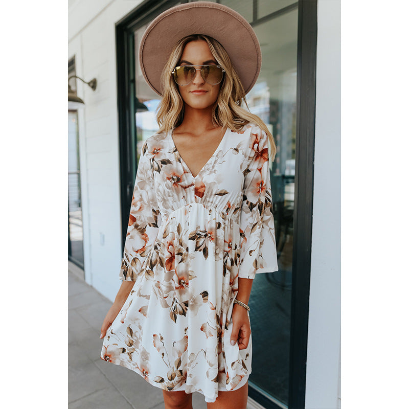 Women's Summer Floral V-Neck Dress