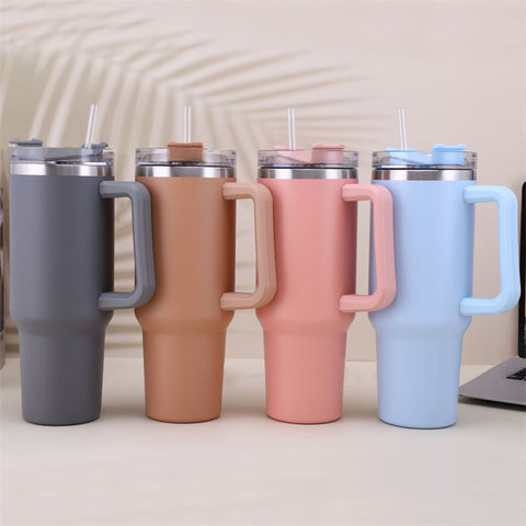 40oz Straw Coffee Insulation Cup With Handle Portable Car Stainless Steel Water Bottle Large Capacity Travel BPA Free Thermal Mug