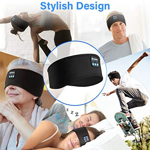 Wireless Bluetooth Headphones Headband Thin Soft Elastic Comfortable Music Ear Phones Eye Mask For Side Sleeper Sports