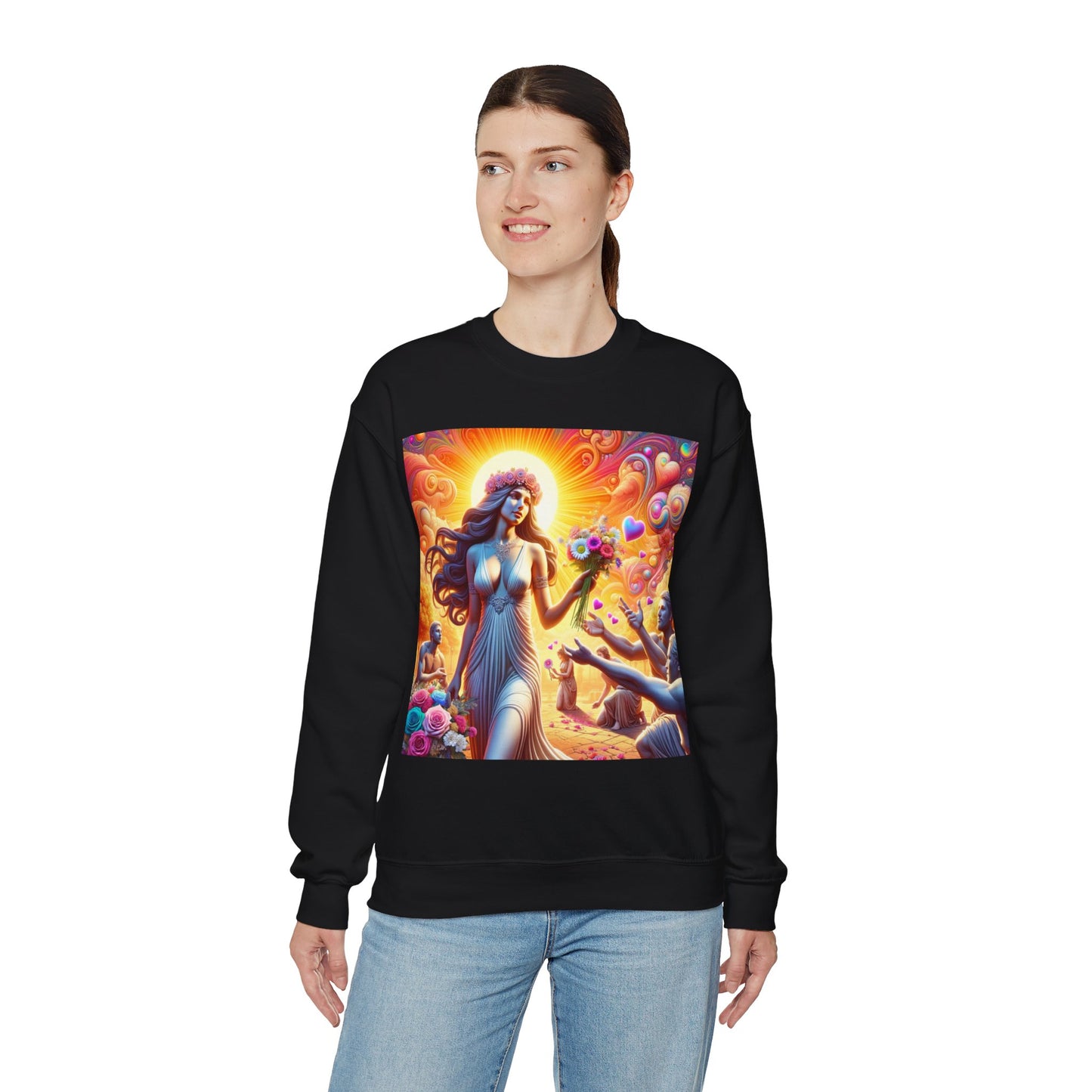 Love Goddess showered with Gifts Unisex Heavy Blend™ Crewneck Sweatshirt