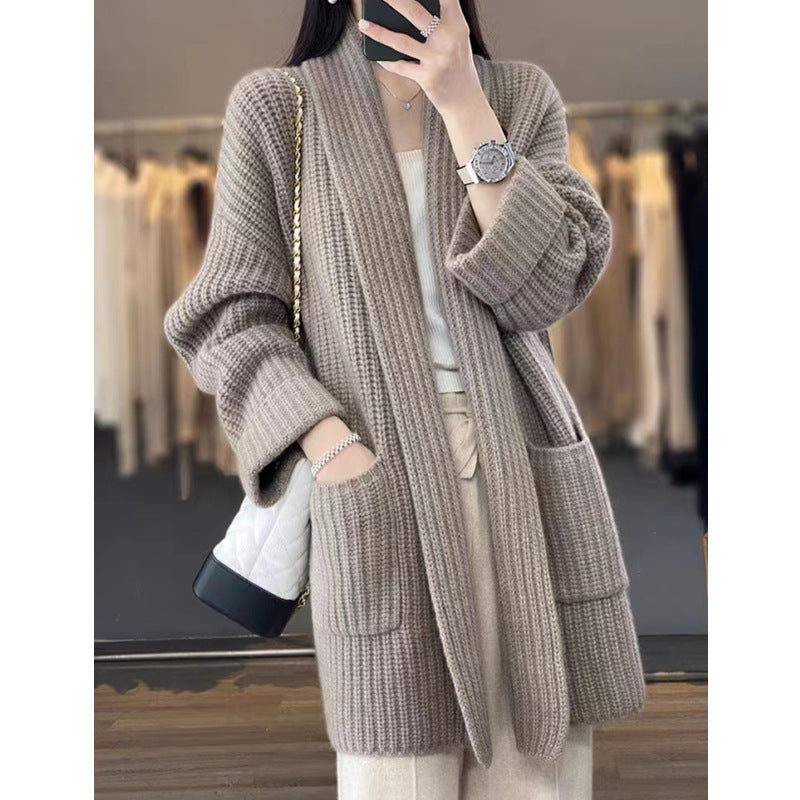 Women's Oversize Mid-length Sweater Cardigan