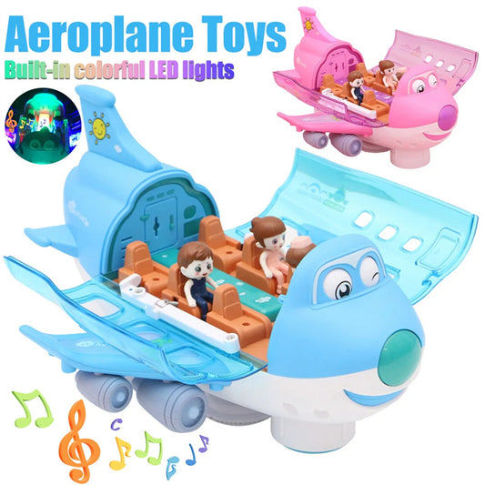 360 Rotating Electric Plane Airplane Toys For Kids Bump And Go Action Toddler Toy Plane With LED Flashing Light Sound