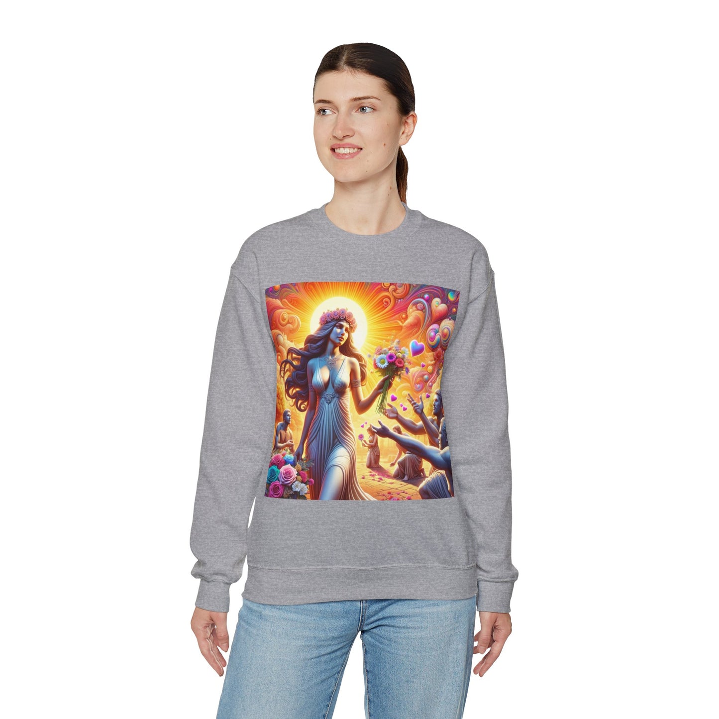 Love Goddess showered with Gifts Unisex Heavy Blend™ Crewneck Sweatshirt