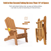 TALE Folding Adirondack Chair With Pullout Ottoman With Cup Holder, Oversized, Poly Lumber,  For Patio Deck Garden, Backyard Furniture, Easy To Install,. Best chair deal for a long lasting all weather chair