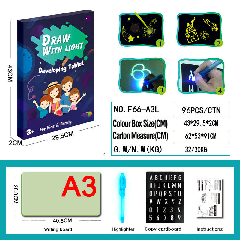 Educational Drawing Pad 3D Magic 8 Light Effects Puzzle Board Sketchpad