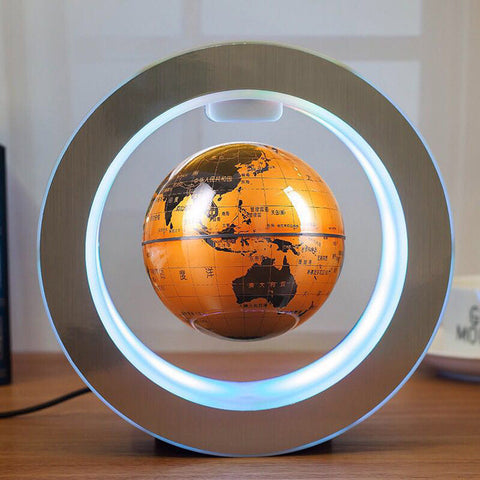 World Map Floating Globe Magnetic Levitation Light Anti Gravity Round LED