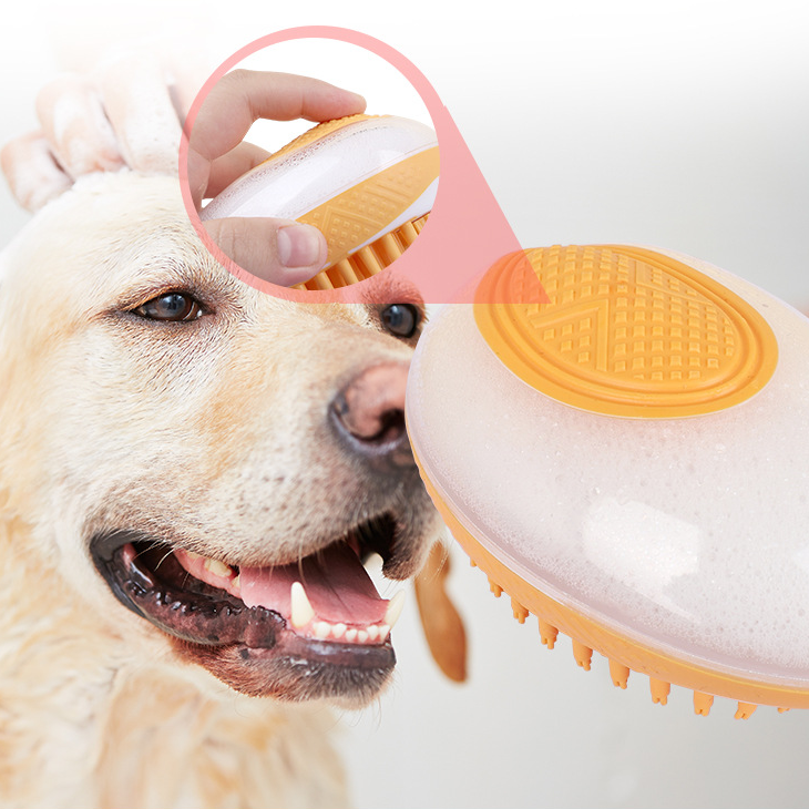 Dog Cat Bath Brush 2-in-1 Pet Spa Massage Comb Soft Silicone Pets Shower Hair Grooming Dog Cleaning Tool Pet Products