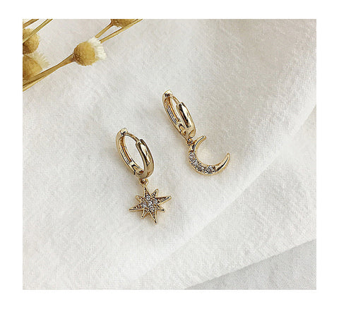 Moon & Star Hoop Earrings