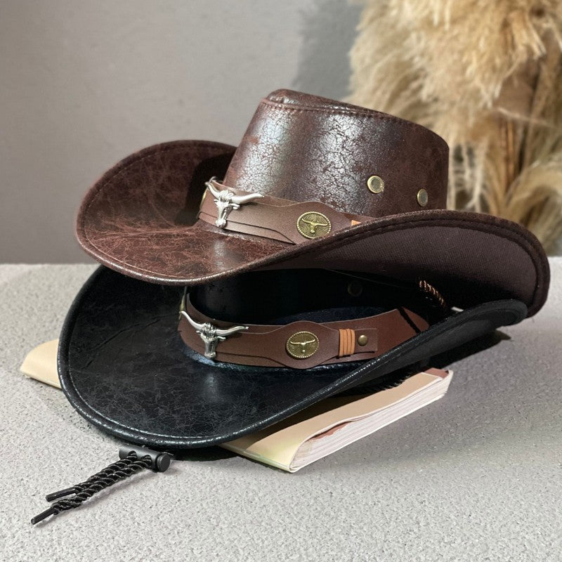 Bull Head Belt Rivet Jazz Sun Hat