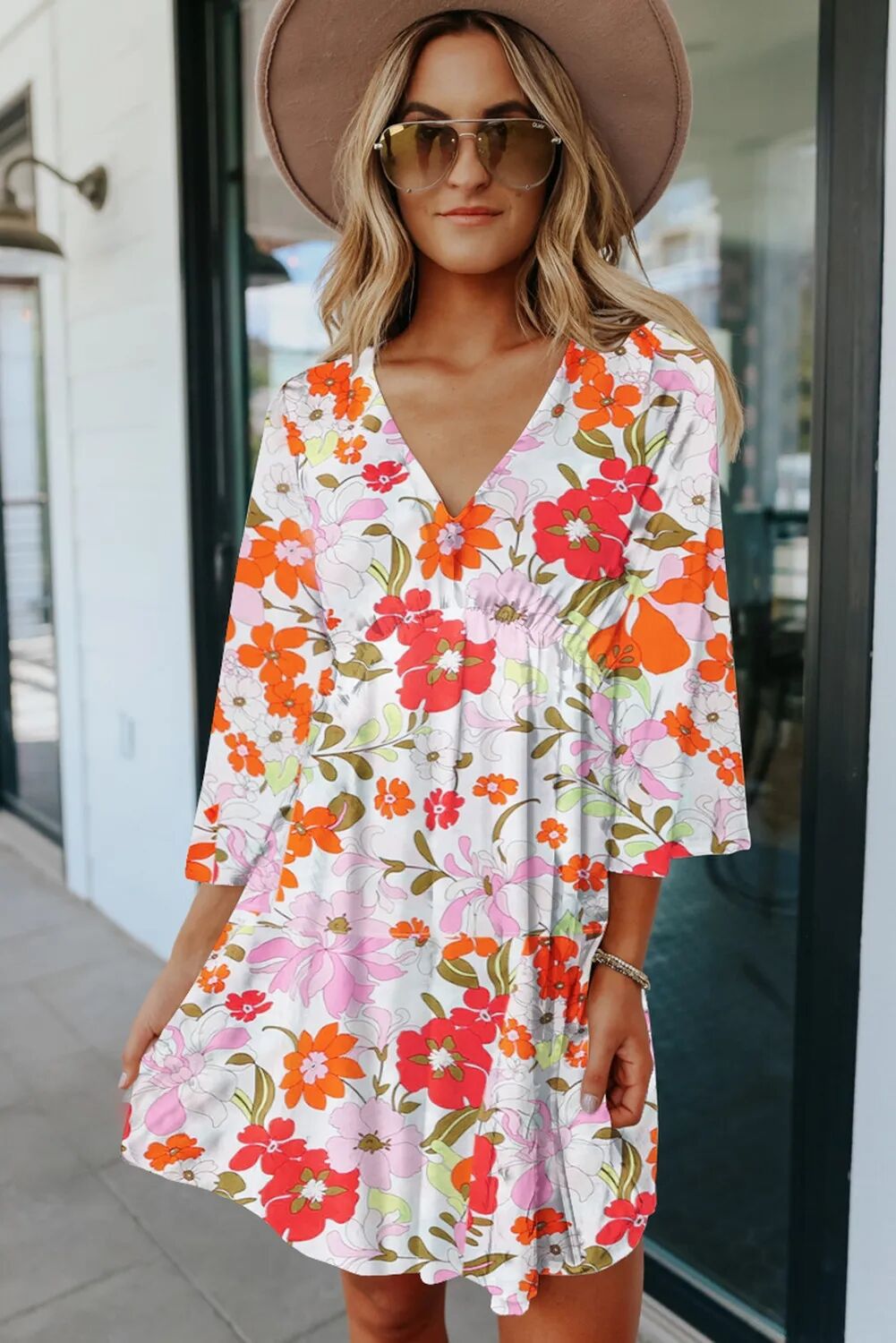 Women's Summer Floral V-Neck Dress