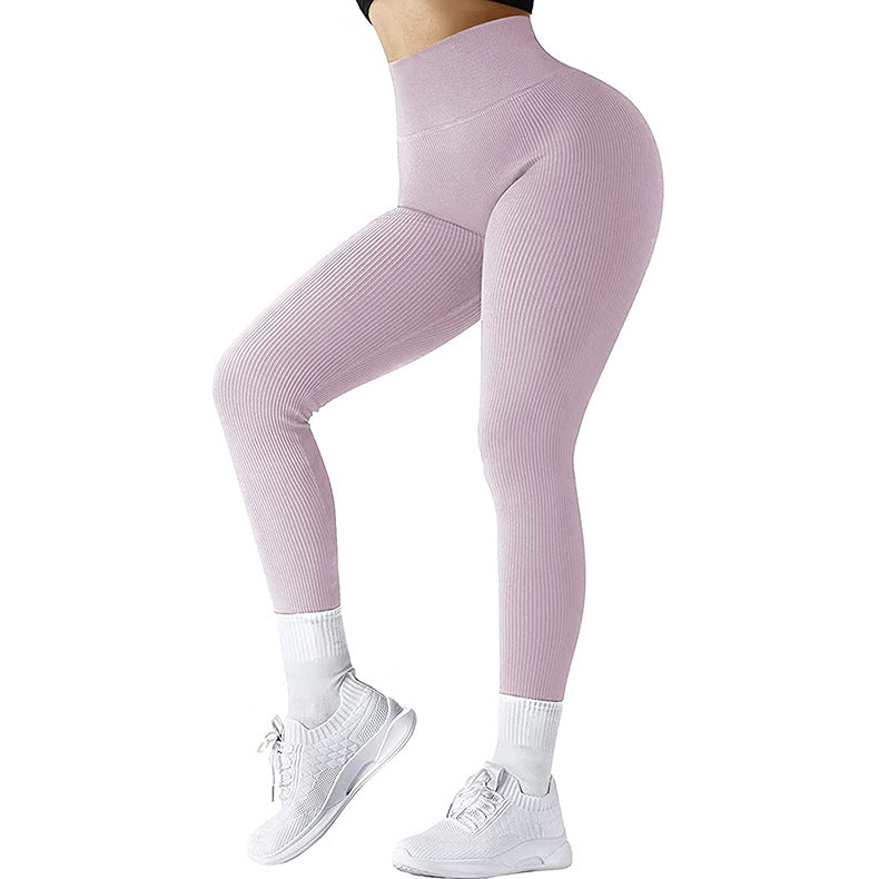 High Waist Seamless Leggings - Threaded Knitted Fitness Pants - Solid Women's Slimming Sports - Yoga Pants Elastic Running Sport Leggings No See Through Safe