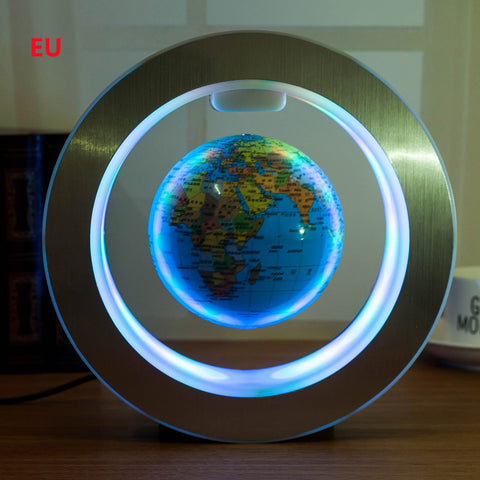 World Map Floating Globe Magnetic Levitation Light Anti Gravity Round LED